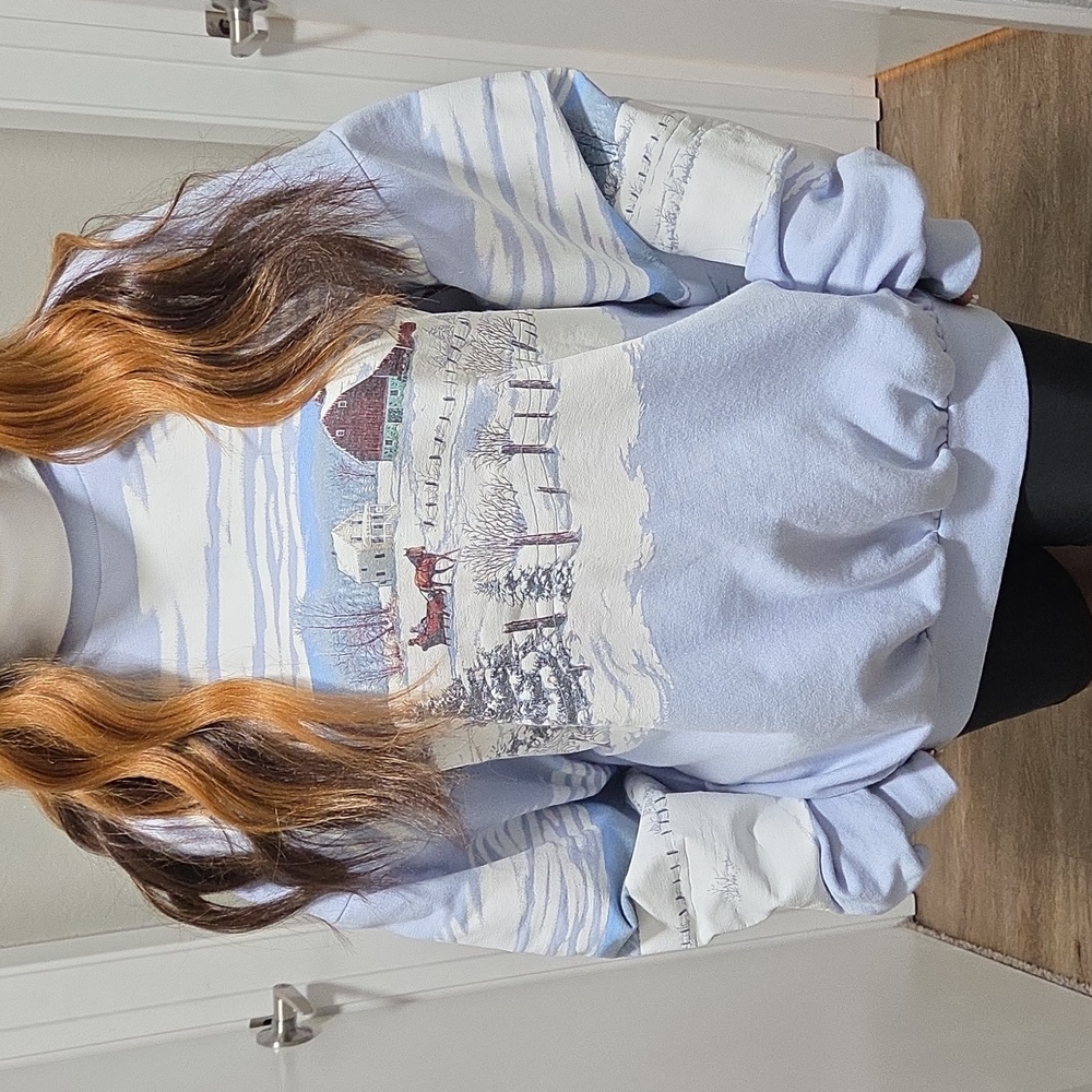 Vintage Winter Scene Turtleneck Sweatshirt - Picture 7 of 10
